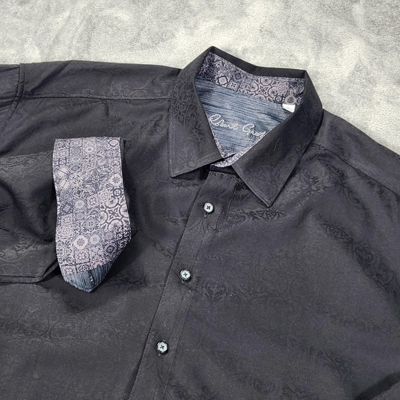 Robert Graham Other - Robert Graham Shirt Mens 2XL Black Jacquard Long Sleeve Flip Cuff Dressy Modern